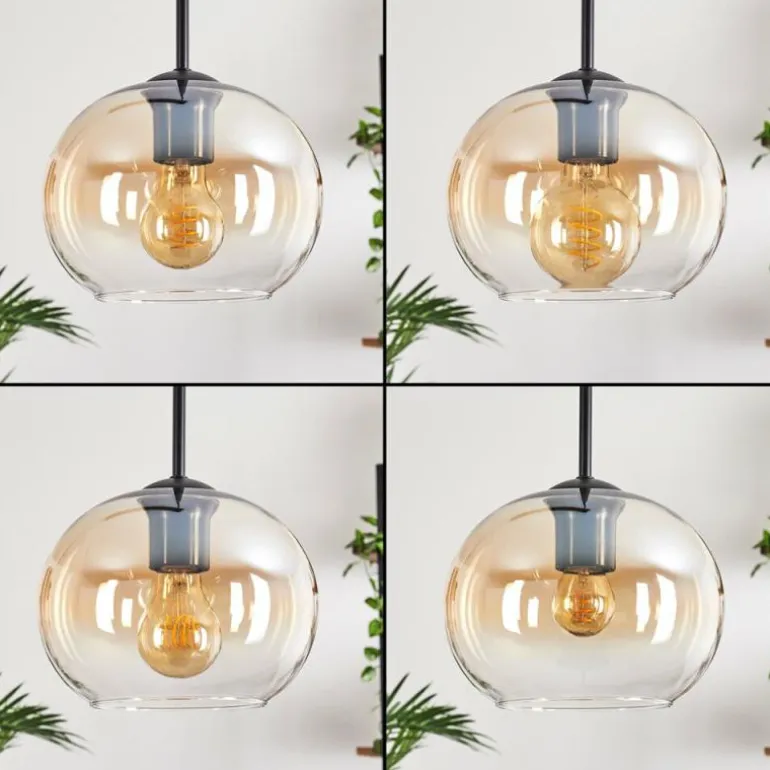 Suspension - Verre Apedo Ambre, Clair, 3 lumières
