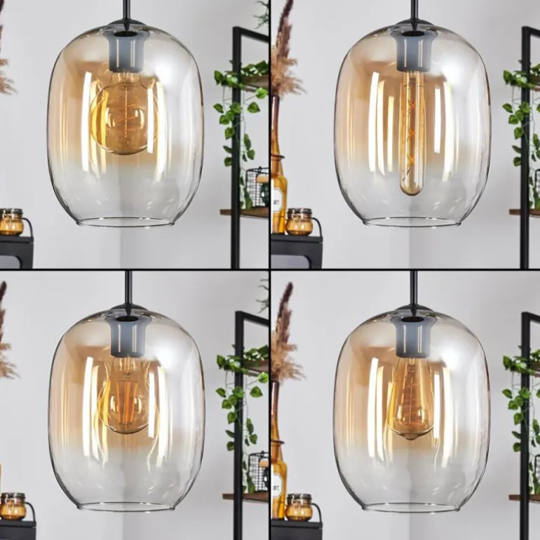Suspension - Verre Apedo Ambre, Clair, 3 lumières