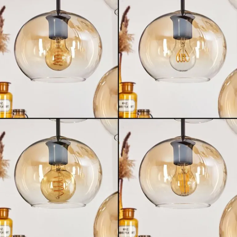 Suspension - Verre Apedo Ambre, Clair, 6 lumières