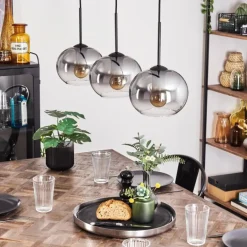 Suspension - Verre Apedo Clair, Fumé, 3 lumières