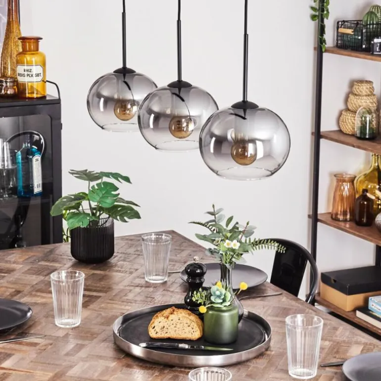 Suspension - Verre Apedo Clair, Fumé, 3 lumières