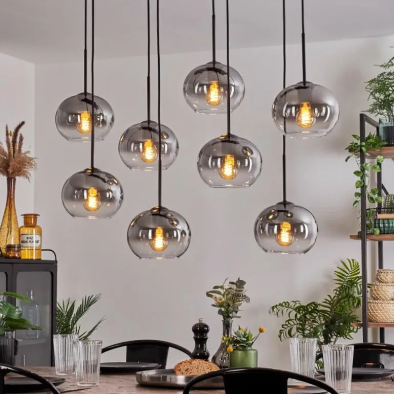 Suspension - Verre Apedo Clair, Fumé, 8 lumières