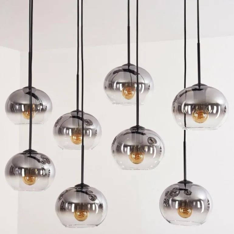 Suspension - Verre Apedo Clair, Fumé, 8 lumières