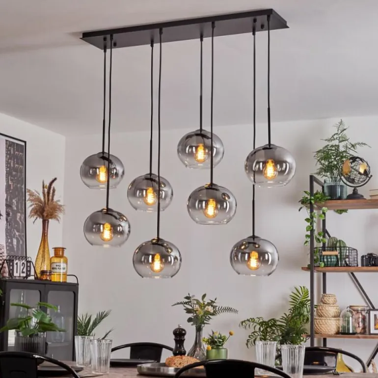 Suspension - Verre Apedo Clair, Fumé, 8 lumières