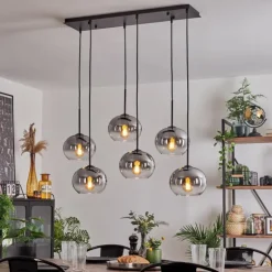 Suspension - Verre Apedo Clair, Fumé, 6 lumières