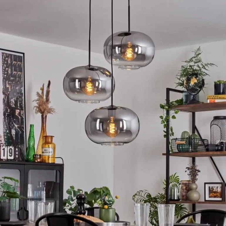 Suspension - Verre Apedo Clair, Fumé, 3 lumières