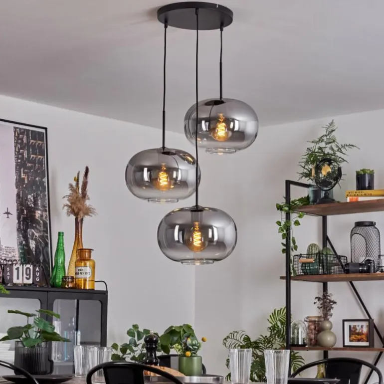 Suspension - Verre Apedo Clair, Fumé, 3 lumières