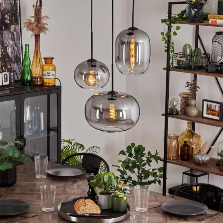 Suspension - Verre Apedo Clair, Fumé, 3 lumières