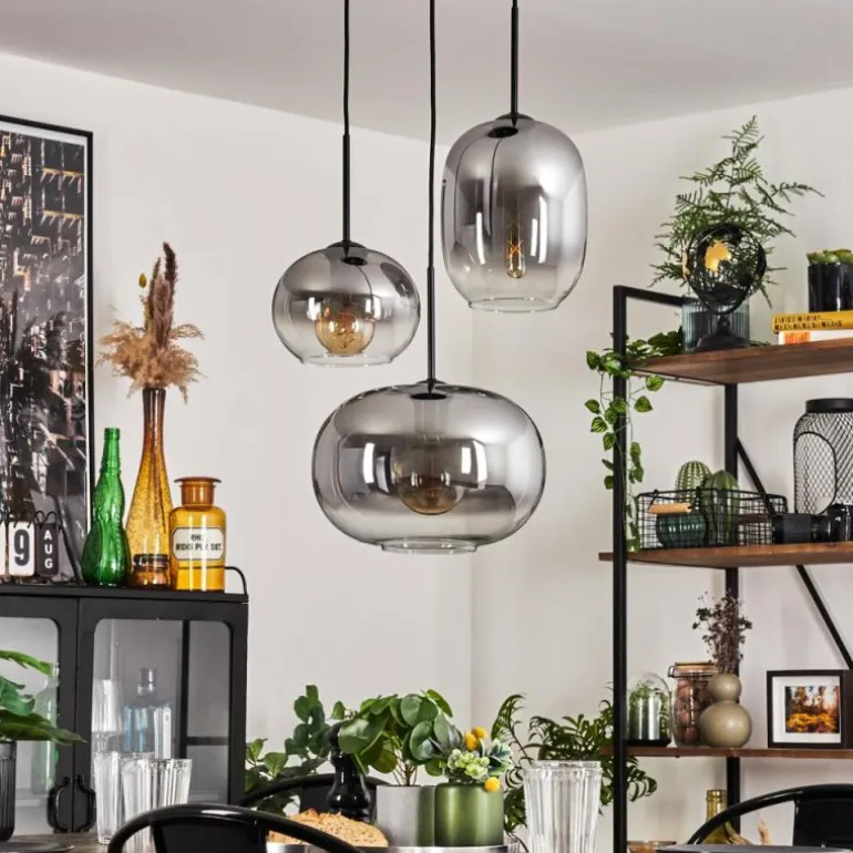 Suspension - Verre Apedo Clair, Fumé, 3 lumières