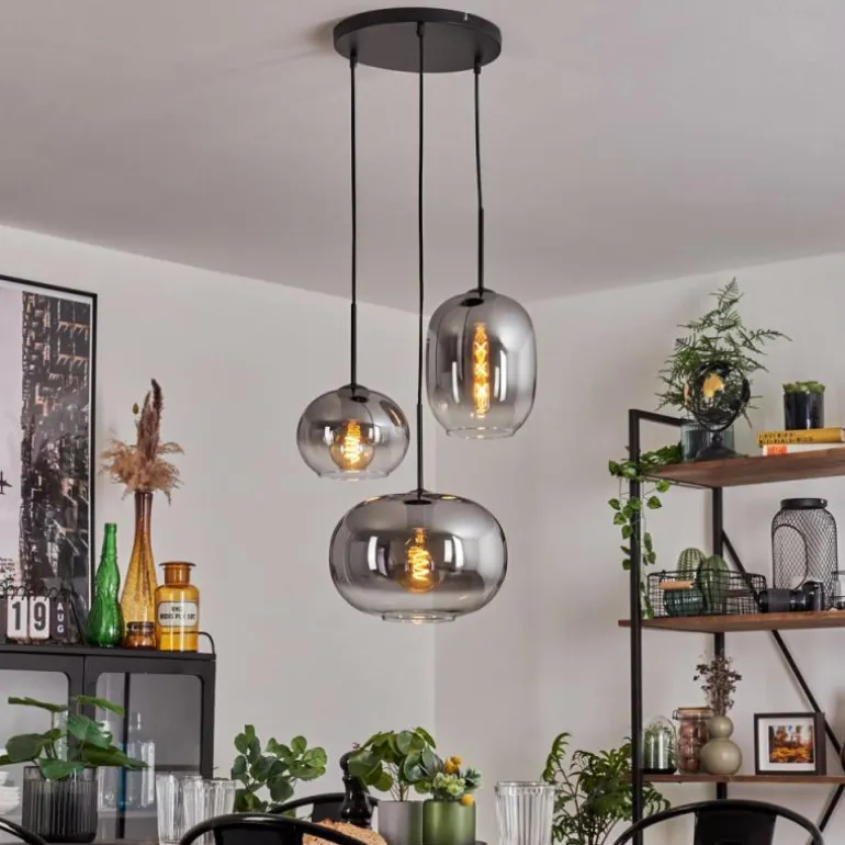 Suspension - Verre Apedo Clair, Fumé, 3 lumières