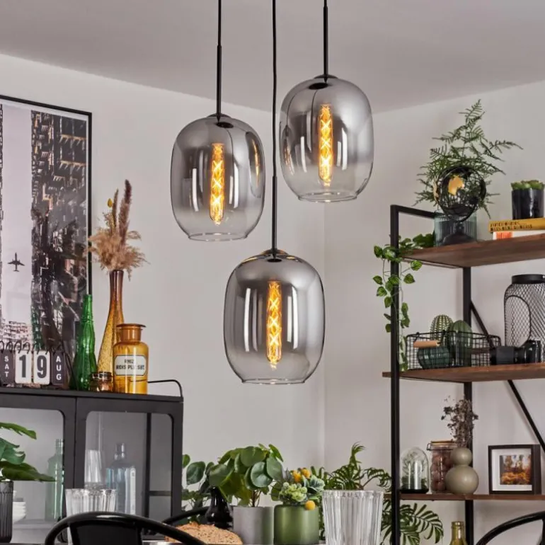 Suspension - Verre Apedo Clair, Fumé, 3 lumières