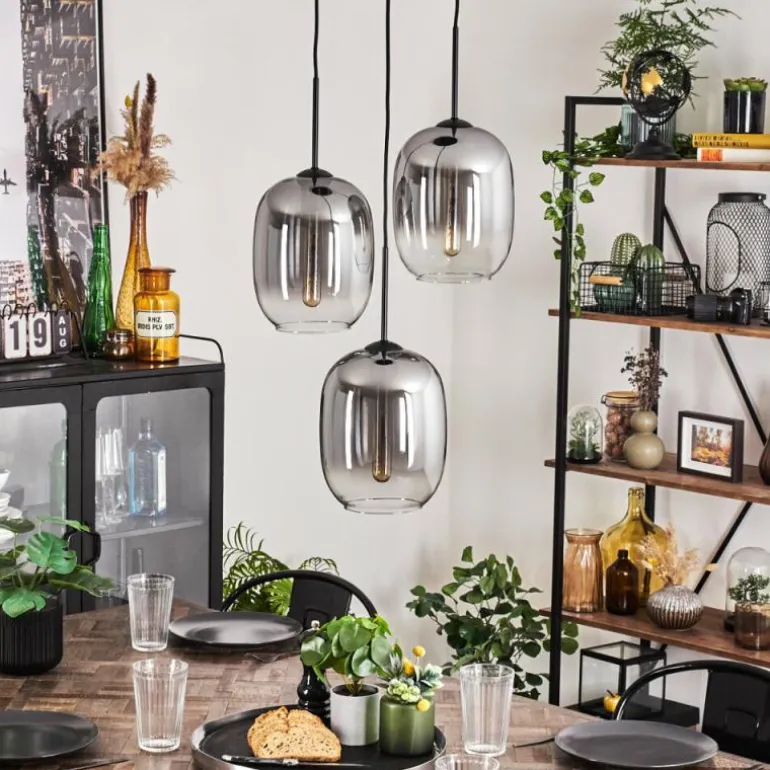 Suspension - Verre Apedo Clair, Fumé, 3 lumières