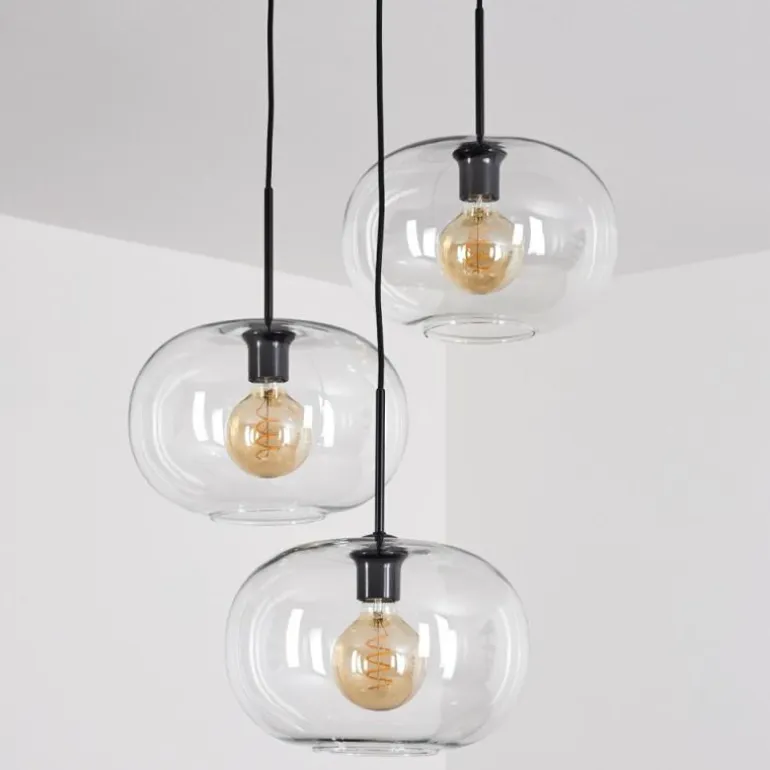 Suspension - Verre Apedo Clair, 3 lumières