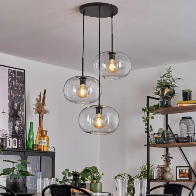 Suspension - Verre Apedo Clair, 3 lumières