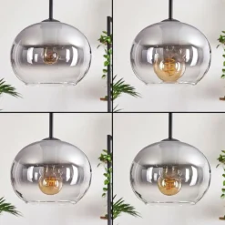 Suspension - Verre Apedo Clair, Fumé, 5 lumières
