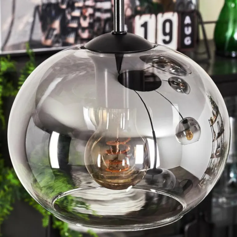 Suspension - Verre Apedo Clair, Fumé, 5 lumières