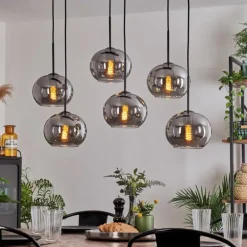 Suspension - Verre Apedo Fumé, 6 lumières