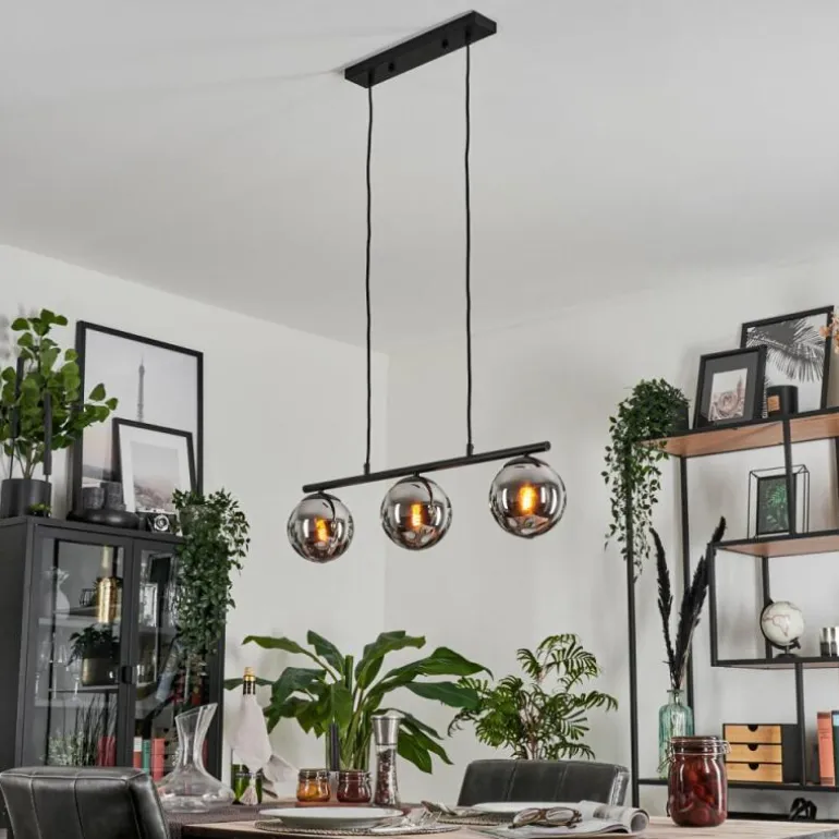 Suspension - Verre Gastor Chrome, Fumé, 3 lumières
