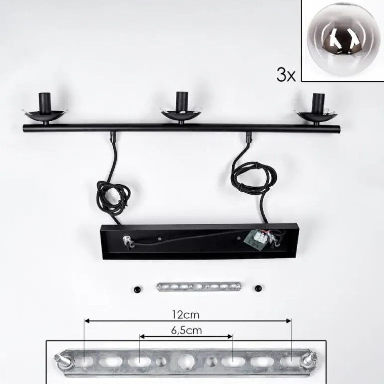 Suspension - Verre Gastor Chrome, Clair, Fumé, 3 lumières