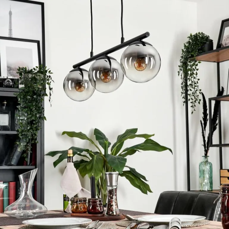 Suspension - Verre Gastor Chrome, Clair, Fumé, 3 lumières