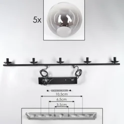 Suspension - Verre Gastor Clair, Fumé, 5 lumières