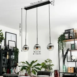 Suspension - Verre Gastor Chrome, Clair, Fumé, 3 lumières
