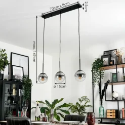 Suspension - Verre Gastor Clair, Fumé, 3 lumières