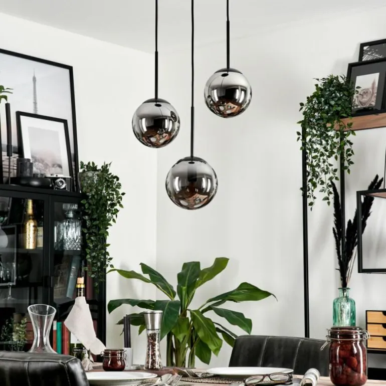 Suspension - Verre Gastor Chrome, Fumé, 3 lumières