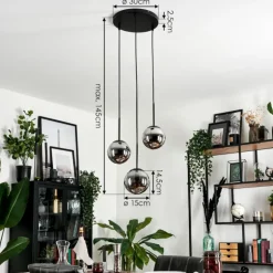 Suspension - Verre Gastor Chrome, Fumé, 3 lumières