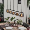 Suspension - Verre Gastor Chrome, Fumé, 5 lumières