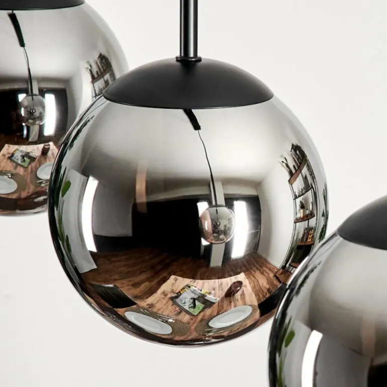 Suspension - Verre Gastor Chrome, Fumé, 5 lumières