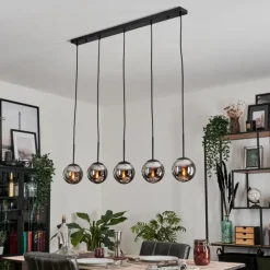 Suspension - Verre Gastor Chrome, Fumé, 5 lumières