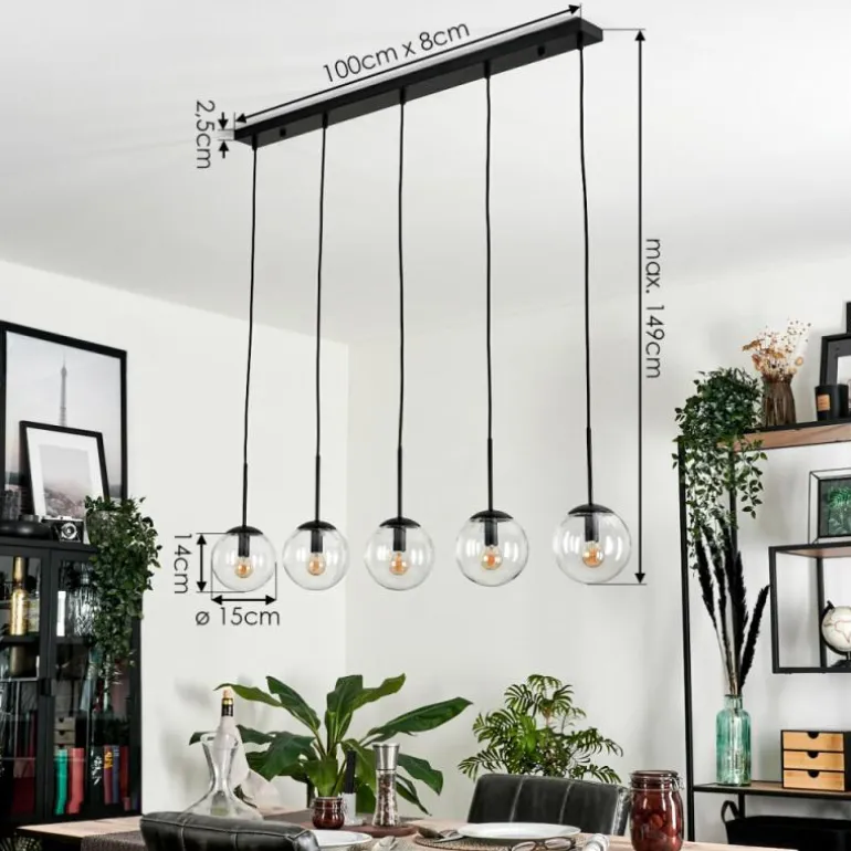 Suspension - Verre Gastor Clair, 5 lumières