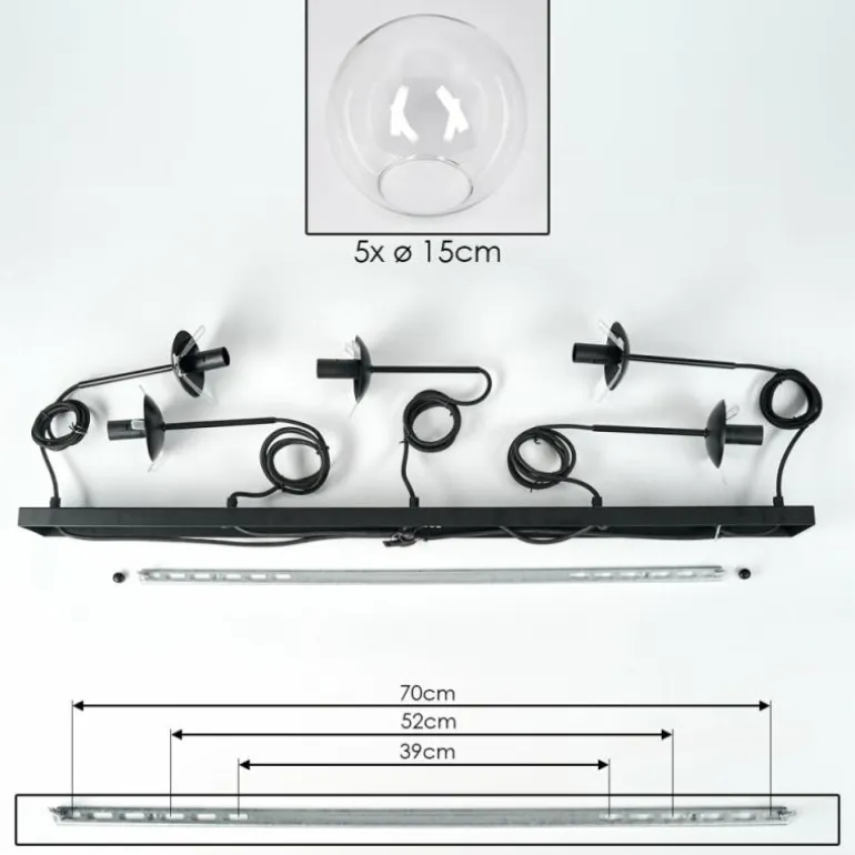 Suspension - Verre Gastor Clair, 5 lumières
