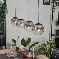 Suspension - Verre Gastor Chrome, Clair, Fumé, 4 lumières
