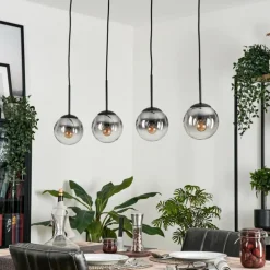 Suspension - Verre Gastor Chrome, Clair, Fumé, 4 lumières