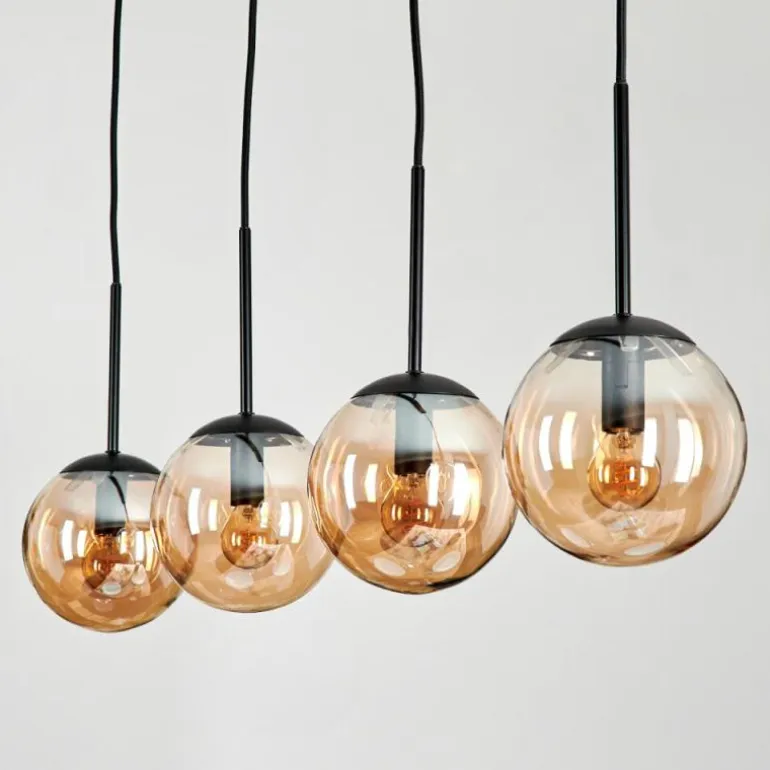Suspension - Verre Gastor Ambre, 4 lumières