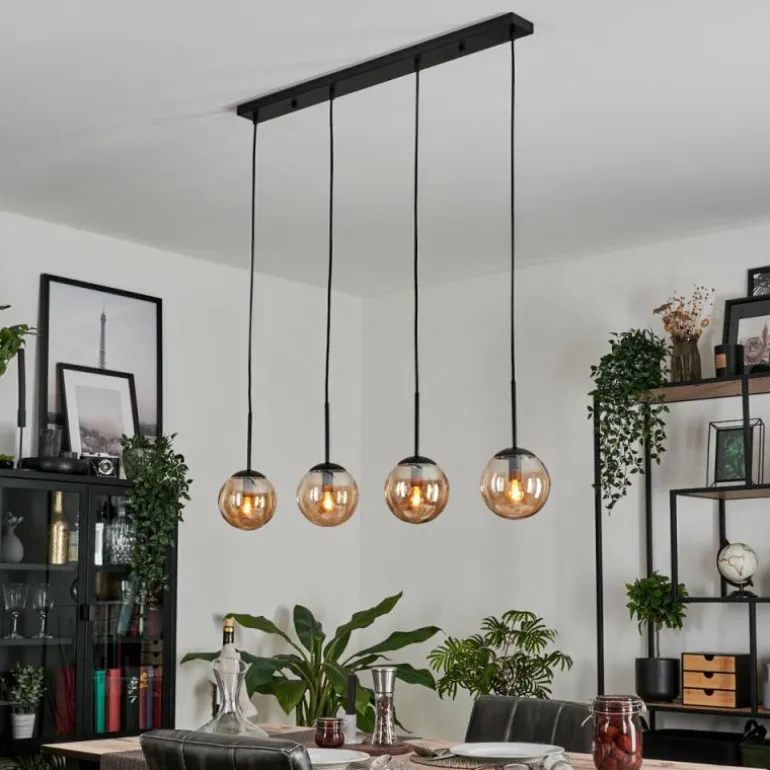 Suspension - Verre Gastor Ambre, 4 lumières