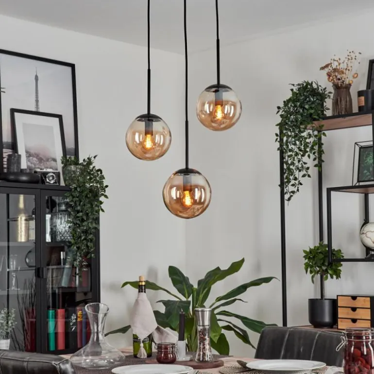 Suspension - Verre Gastor Ambre, 3 lumières