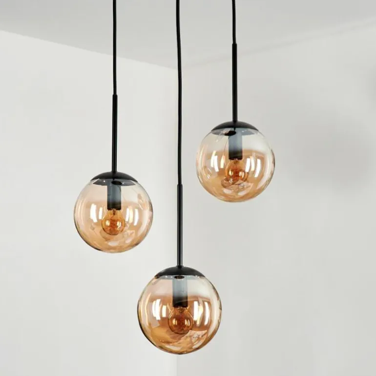 Suspension - Verre Gastor Ambre, 3 lumières