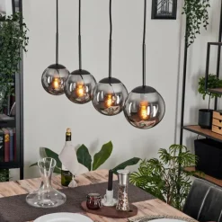 Suspension - Verre Gastor Fumé, 4 lumières