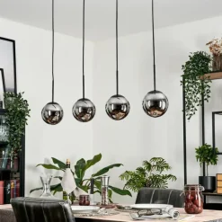Suspension - Verre Gastor Chrome, Fumé, 4 lumières