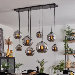 Suspension - Verre Koyoto Chrome, Fumé, 8 lumières