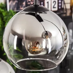 Suspension - Verre Koyoto Chrome, Clair, Fumé, 8 lumières