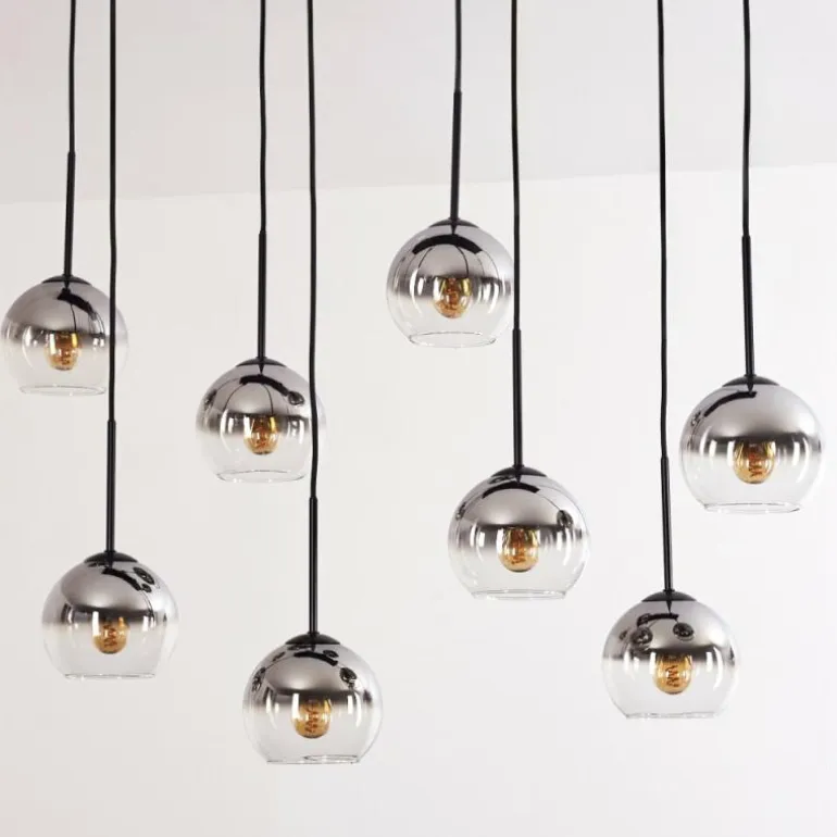 Suspension - Verre Koyoto Chrome, Clair, Fumé, 8 lumières
