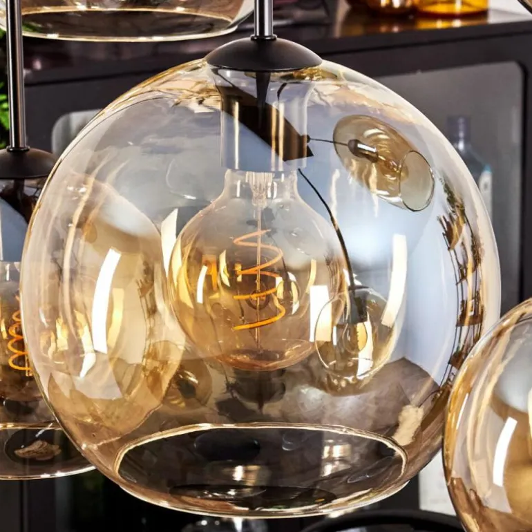 Suspension - Verre Koyoto Ambre, 8 lumières