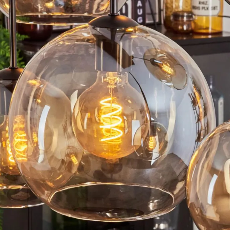 Suspension - Verre Koyoto Ambre, 8 lumières