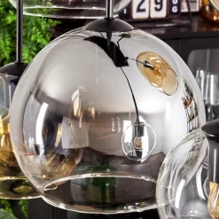Suspension - Verre Koyoto Ambre, Chrome, Clair, Fumé, 8 lumières