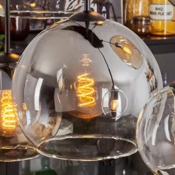 Suspension - Verre Koyoto Ambre, Chrome, Clair, Fumé, 8 lumières