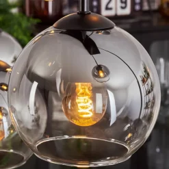 Suspension - Verre Koyoto Clair, Fumé, 6 lumières
